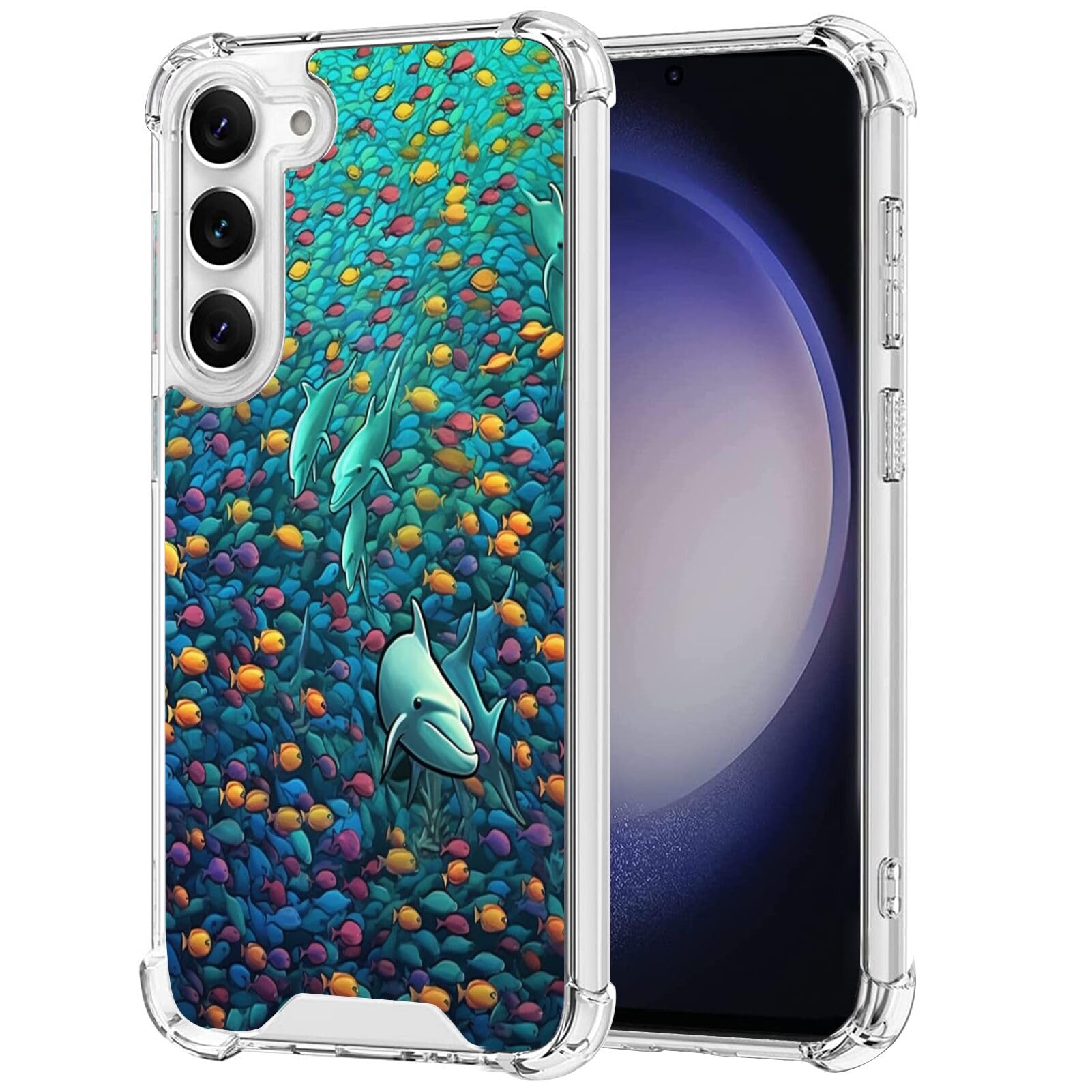 Clear Case for Samsung Galaxy S23 FE with Dolphin-aa3 Design Silicone TPU Case Shockproof Protective Smartphone Phone Cover TMTP