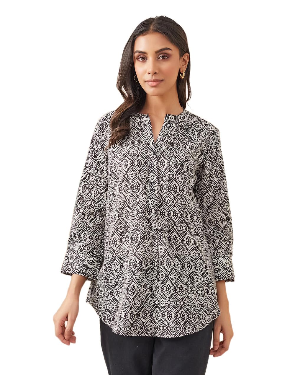 Beige Cotton Printed Tunic-image-42