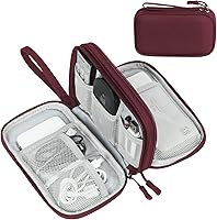 Vista 49 de FYY Organizador para cosas electrónicas, para viajes, para cables, cargadores, celular y auriculares, estuche portátil, impermeable, doble capa