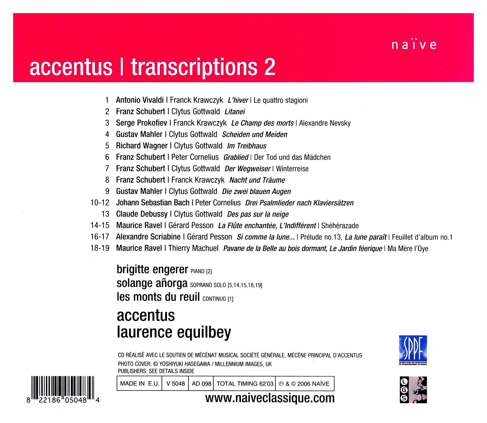 Transcriptions 2 Bach Corbel Debussy Mahler