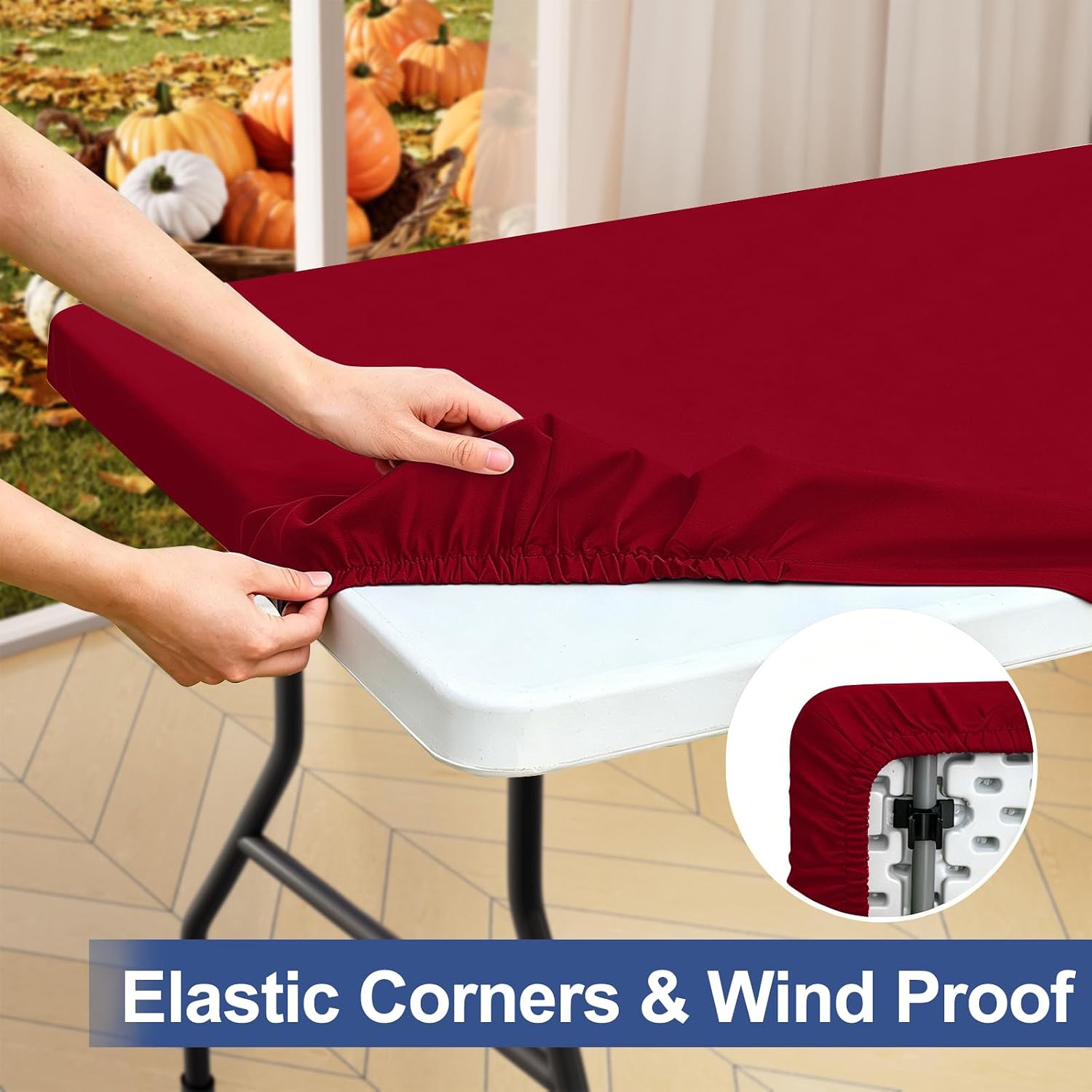  Rectangle Table Cloth Cover 6 Foot Elastic Fitted Tablecloth thumbnail