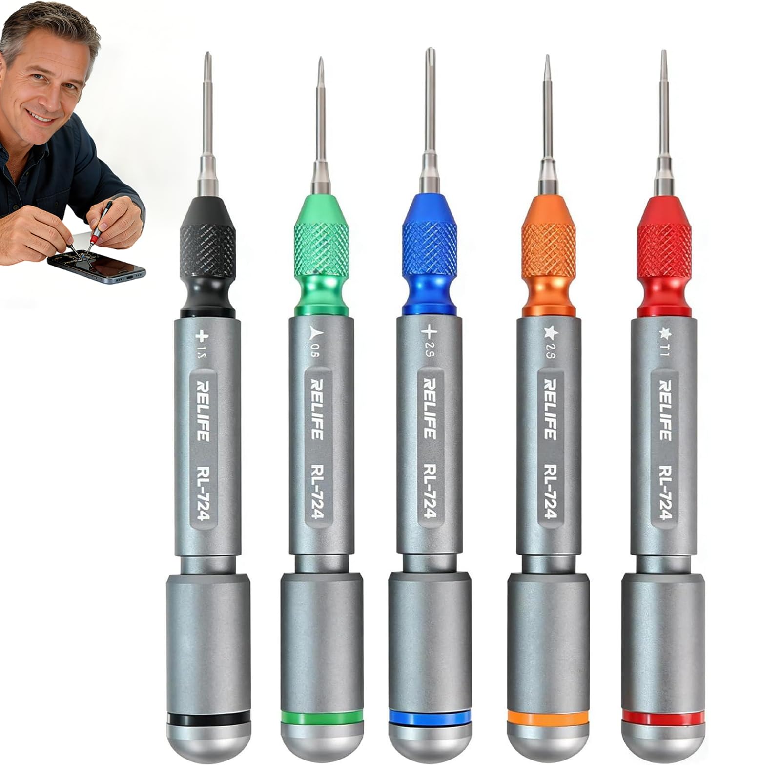 Clé dynamométrique RL-724A, tournevis de réparation de téléphone portable, équipé d'une tête d'aspiration magnétique puissante de haute précision, adapté pour le démontage et la réparation de