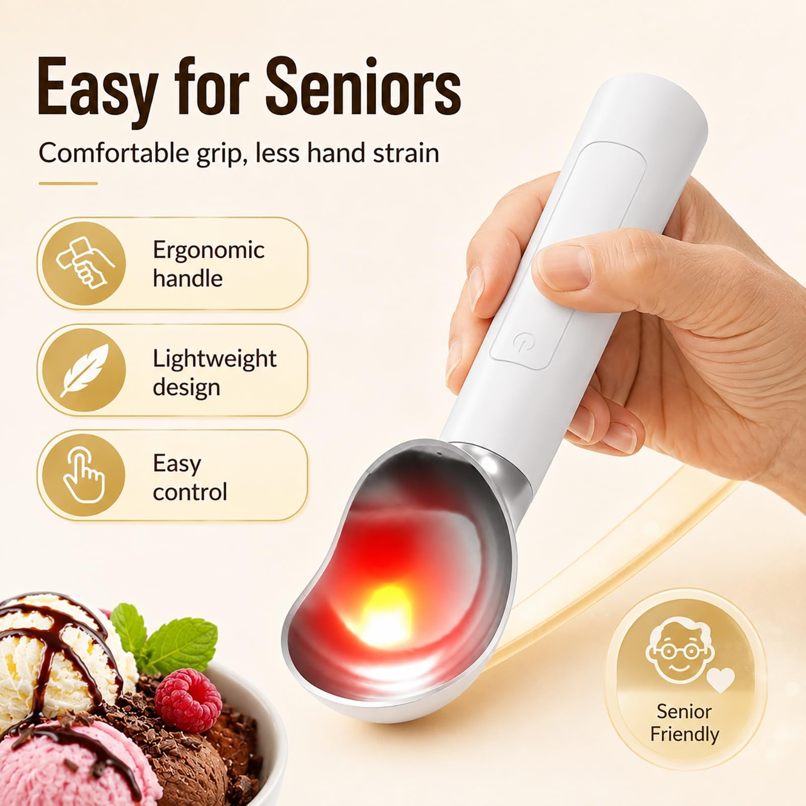 Cuillère à Glace Chauffante Rechargeable, Cuillère Électrique for Glace