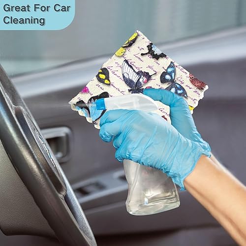 Miniatura 7 de linqin Butterflies Text Set of 6 Fast Drying Microfiber Dish Towel Decorative Cotton Microfiber Drying Towels for Car Detailing Reusable for