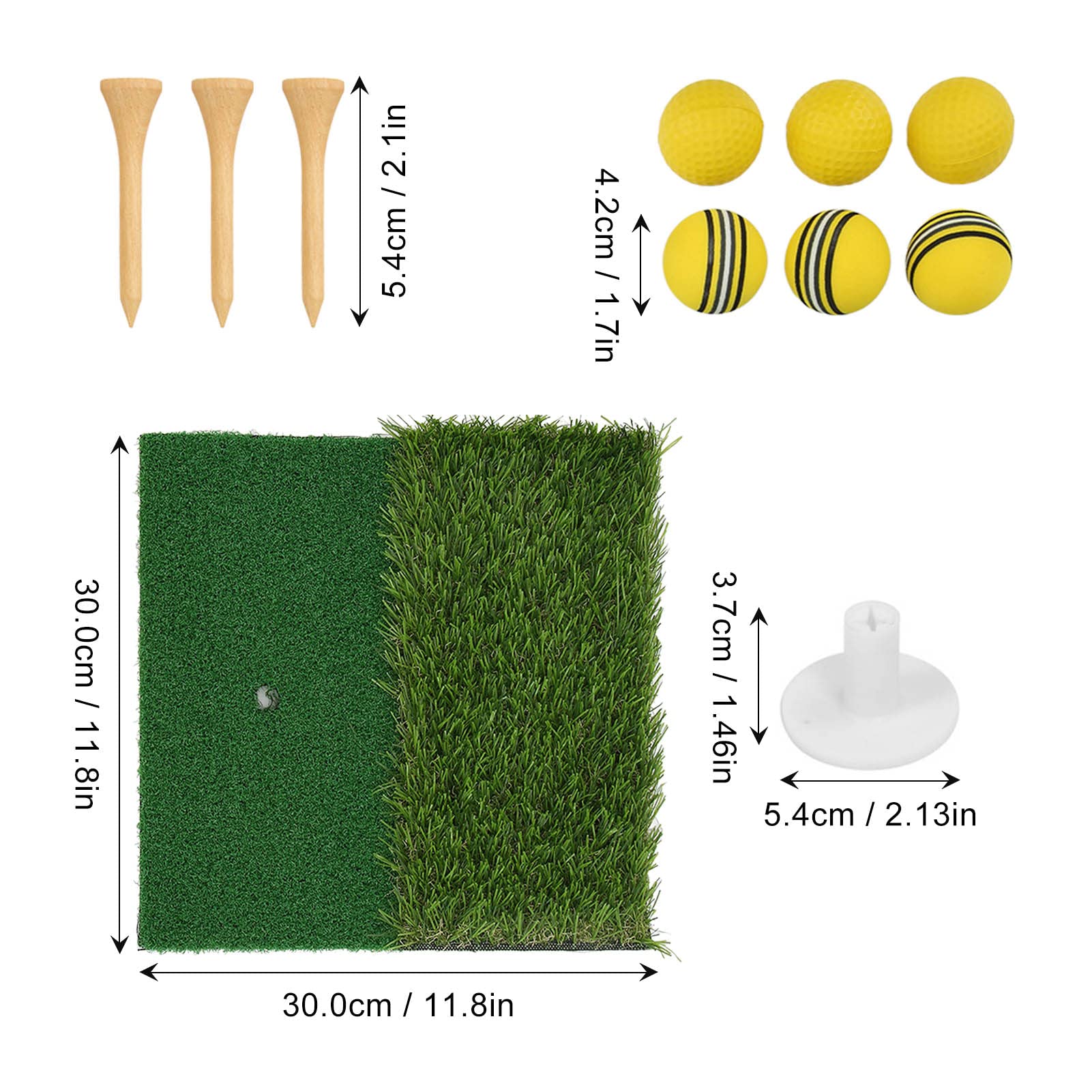Golf Abschlagmatte 30x30 cm/Übung Training Matte/Übungsmatte inklusive Gummi Tee/ideal zum Golf-Schlagtrainingshilfen, Rasenmatte zum Golf-Üben für den Heimgebrauch oder den Außenbereich im Hint
