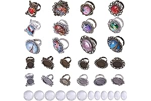 SUNNYCLUE Jewelry Making Kit with 24 Adjustable Ring Blanks