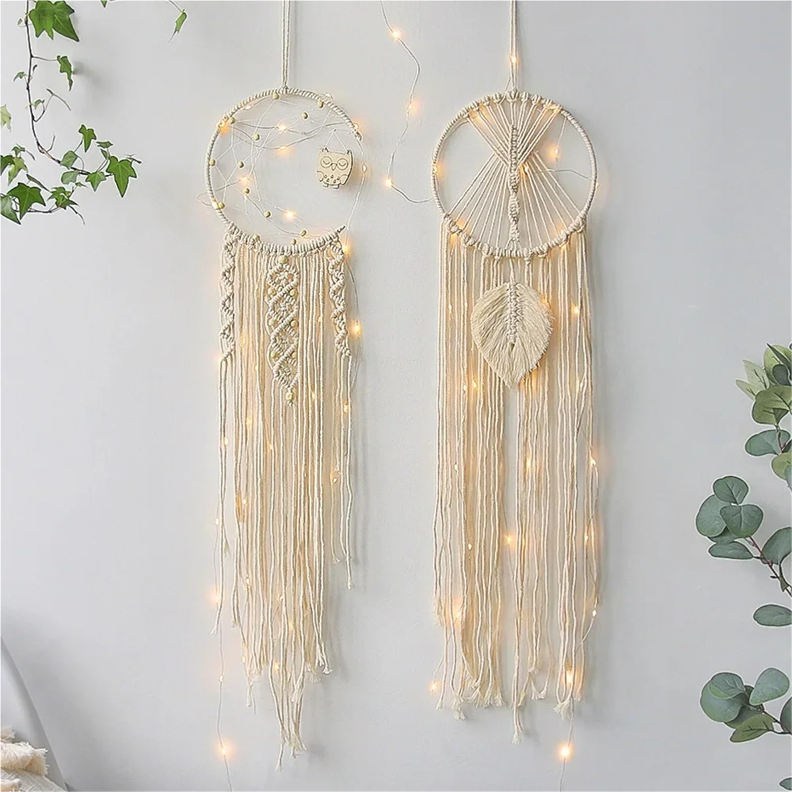 Acchiappasogni 1/2 pezzi ornamenti appesi acchiappasogni for la decorazione della parete compleanno matrimonio decorazioni for casa(Beige 2PCS)