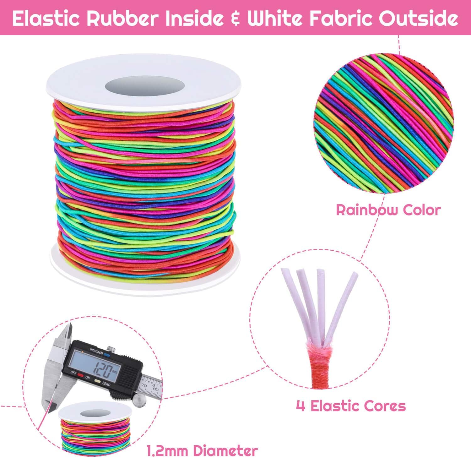 Elastic String for Bracelets, Selizo Bracelet Bead String Elastic Cord for Bracelets, Necklace, Beading, Jewelry Making and Braided Hair Styling (1.2 MM, 109 Yards, Rainbow Color) image 3