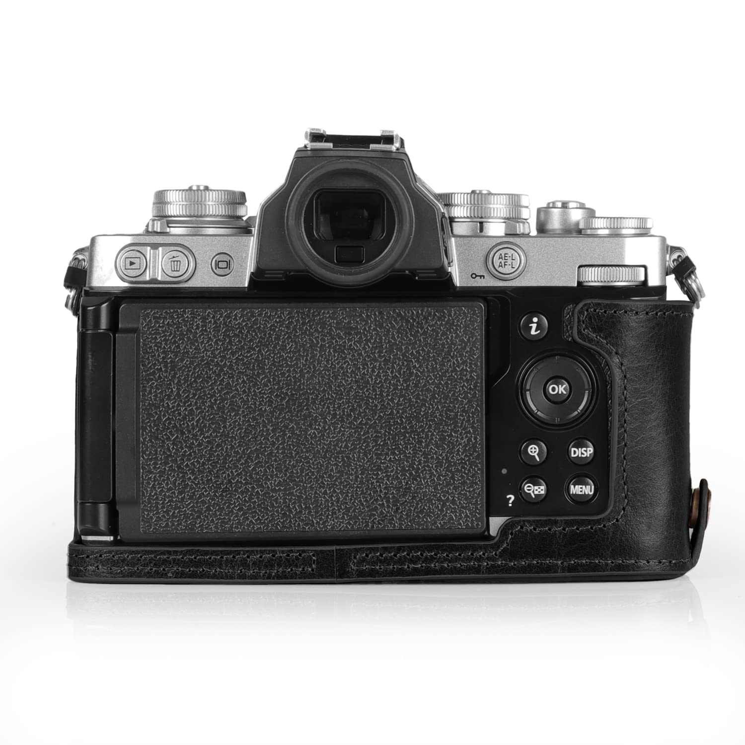MegaGear MG2016 Ever Ready Genuine Leather Camera Half Case Compatible with Nikon Z fc (Schwarz)