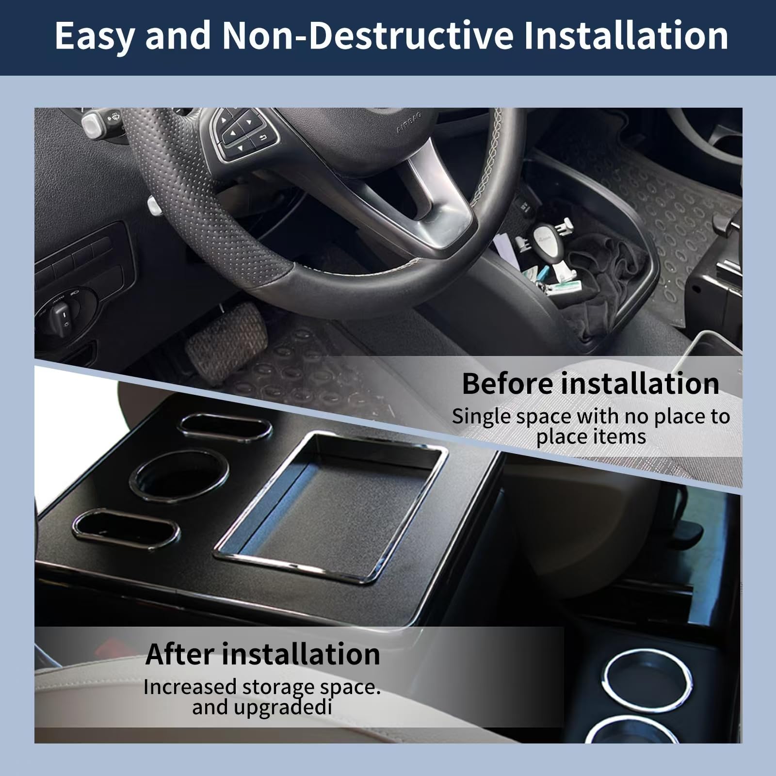 Vito - Bracciolo per auto, con ricarica wireless, per Benz Vito W447 2014-2025 (01, nero)
