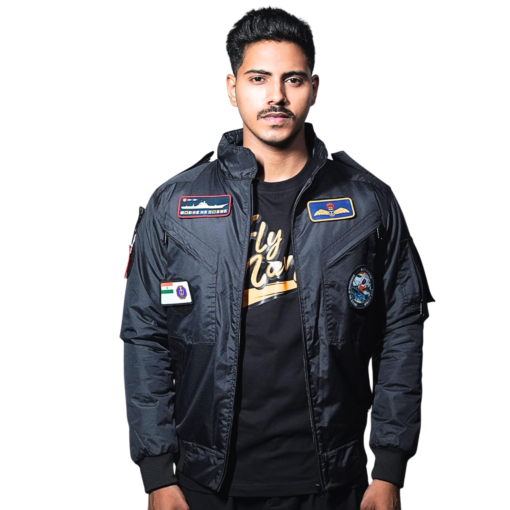 a47 ( ascend forty seven ) ( Ascend Forty Seven ) Indian Naval Aviation Black Bomber Jacket-picture-25
