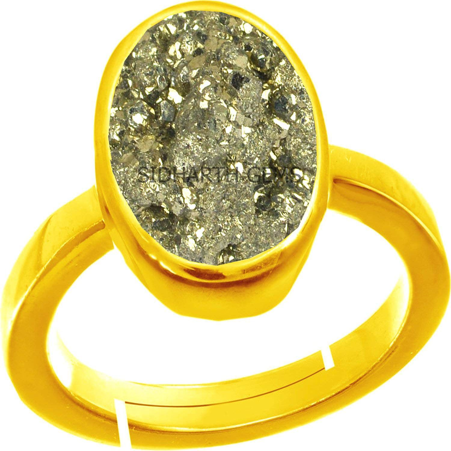 5.25 Ratti 4.00 Crt Natural Pyrite Crystal Ring Gold Plated Ring With Adjustable Size For Men And Women Search this page-image-26