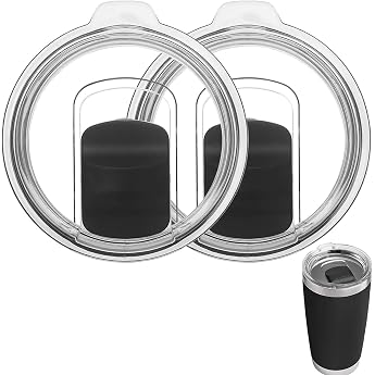 Pack of 2 Replacement Lids for 20 oz Tumbler, Magnetic Leak-proof Lid with Sliding Closure, Transparent Cover for Stainless S