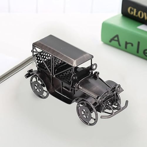 Miniatura 5 de Modelo de automóvil vintage de metal, modelo de coche clásico negro, modelo de automóvil antiguo, adorno para automóvil, colecciones de