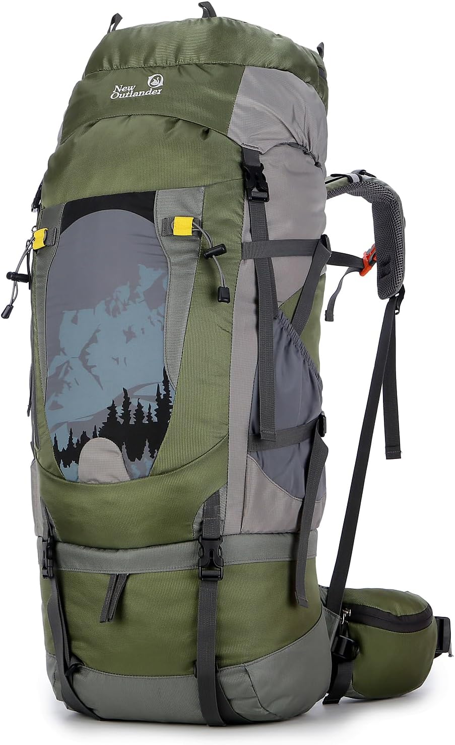 UNISTRENGH 80L Waterproof Hiking Camping Backpack with Rain Cover, Lightweight Outdoor Sport Travel Daypack for Climbing Touring (Military green)