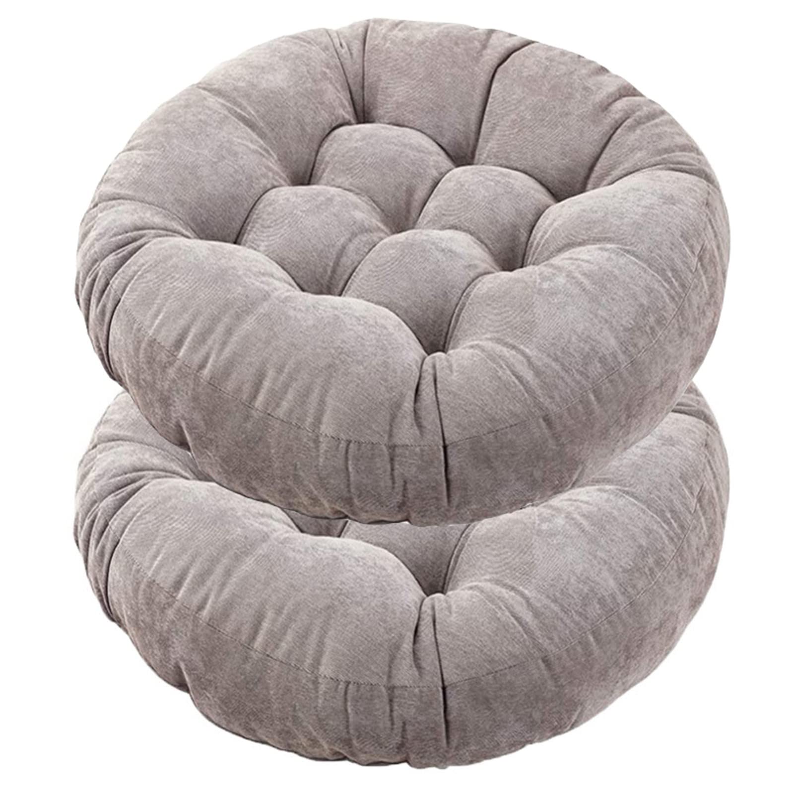 Stuhlkissen aus Kord, rund, 55 x 55 cm, weiche Kissen für Yoga, Meditation, Wohnzimmer, Balkon, Büro, stilvolle silbergraue Sitzkissen für Komfort und Unterstützung, 2 Stück