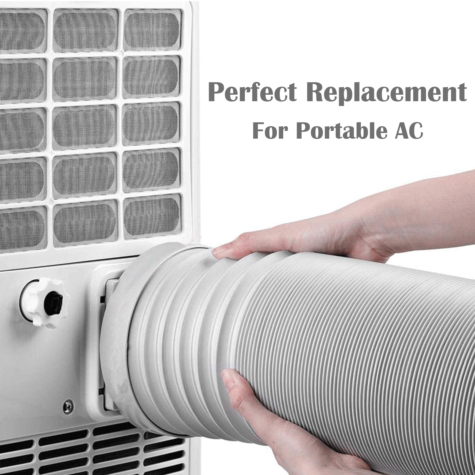 Manguera de aire acondicionado portátil – 5.9 pulgadas de diámetro, rosca en sentido contrario a las agujas del reloj y longitud de hasta 80 pulgadas – Manguera de escape para ventilación de 5