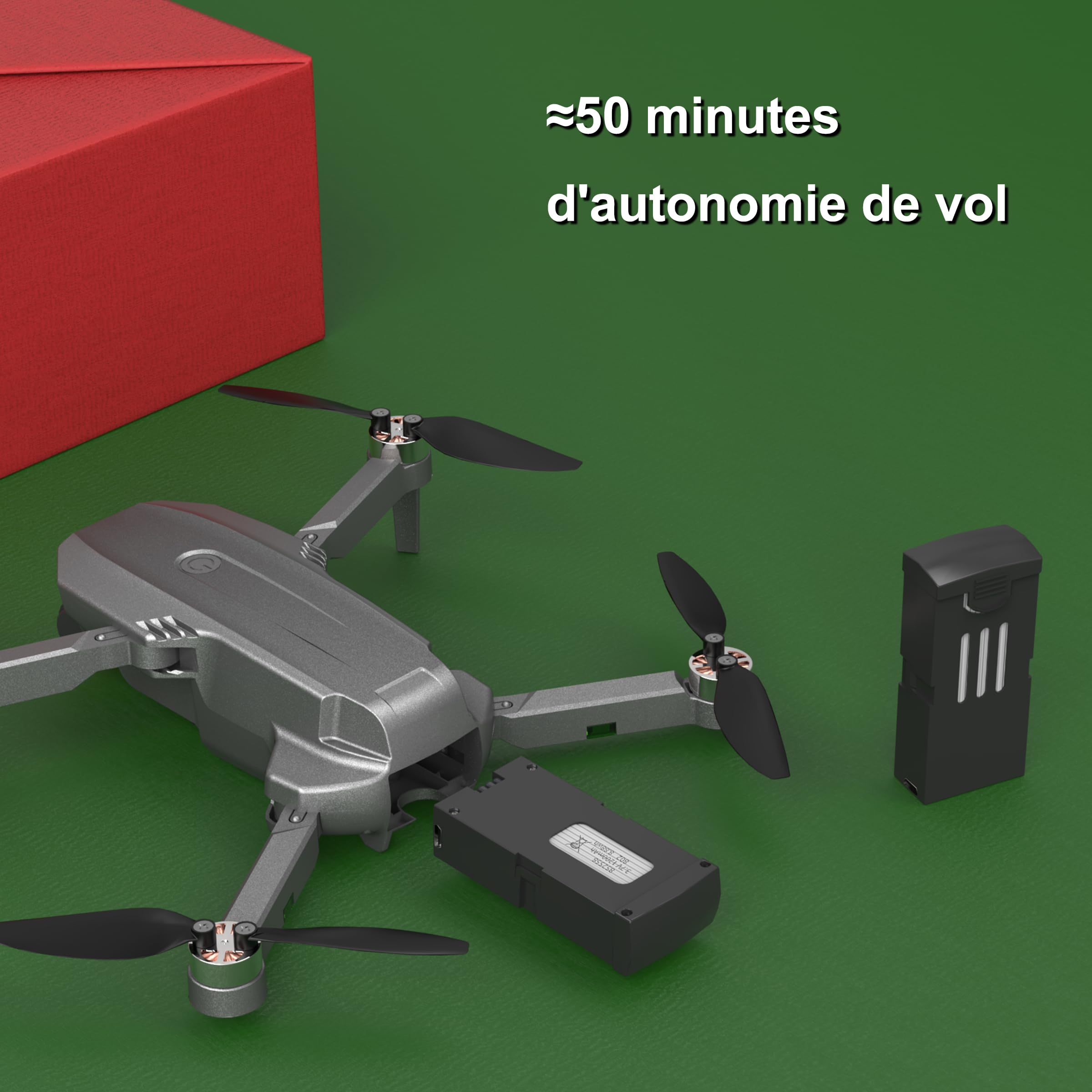 Drone avec caméra 4K pour adultes/Débutants, GPS Quadricoptère Télécommandé avec Auto Follow & WIFI 5G FPV, <249g, 2 batteries