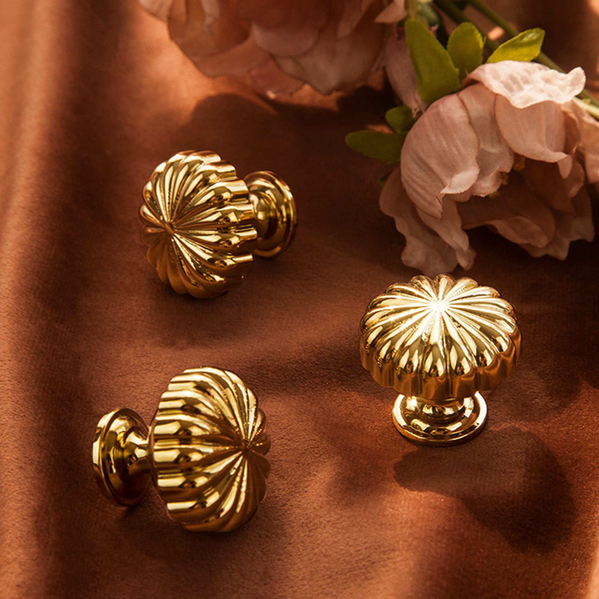 8 Boutons Tiroir Laiton Massif Avec Nœud - Poignées Décoratives Antique