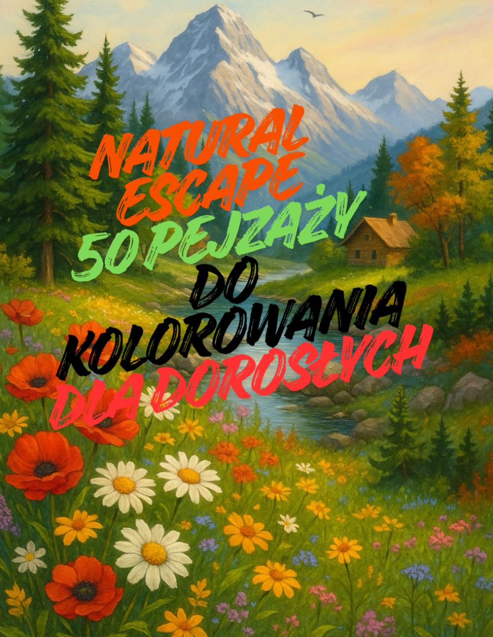 Natural Escape: 50 pejzaży do kolorowania dla dorosłych: Relaksujące kolorowanki inspirowane naturą — góry, jeziora, ogrody i lasy dla odprężenia i kreatywności