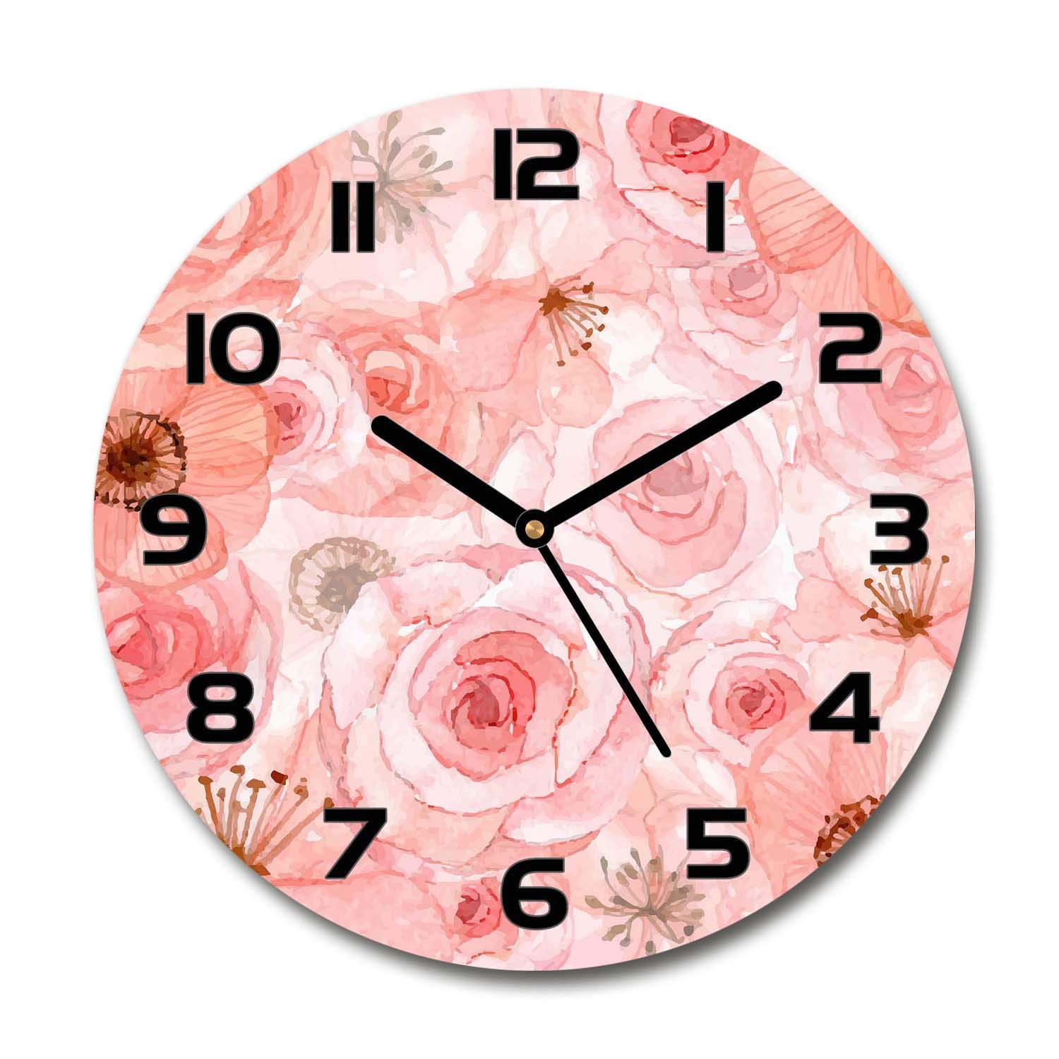 Horloge en verre de sécurité Tulup 60x60cm, l'excellence du design floral silencieux sur pied