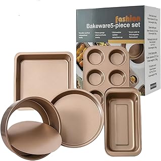 Baking Pans Nonstick Set, Bakeware Sets with Round Square Cake Pan, Muffin Pan, Loaf Pan, Roast Pan, Baking Sheets for Ove...