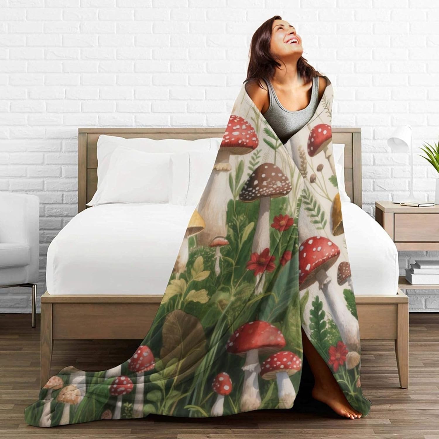 Vintage Mushroom Blanket Forest Mushroom Soft Cozy Throw Blanket Floral Super Plush Warm Stuff Lightweight Fleece Flannel Blankets Gifts for Women Girls Kids Adults 50"X40" - Image 7