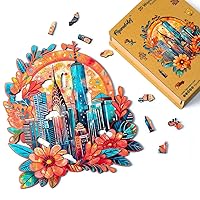 Figured'Art Puzzle in Legno per Adulti e Bambini, 200 Pezzi - Paesaggio urbano floreale