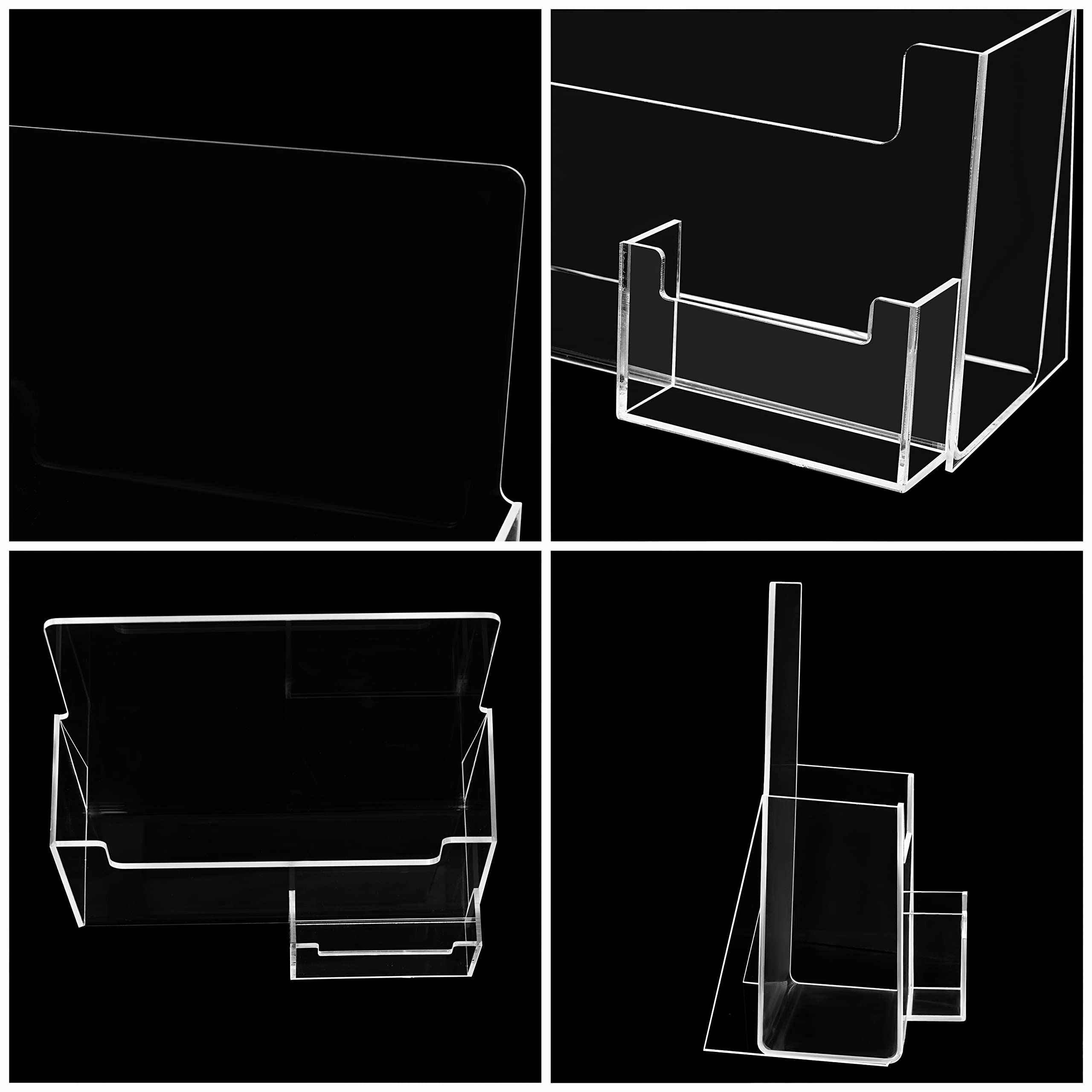 Porta Depliant A5 Con Portabiglietti - Espositore Da Tavolo In Plastica Trasparente, 22x13x23.5cm - Foto 11