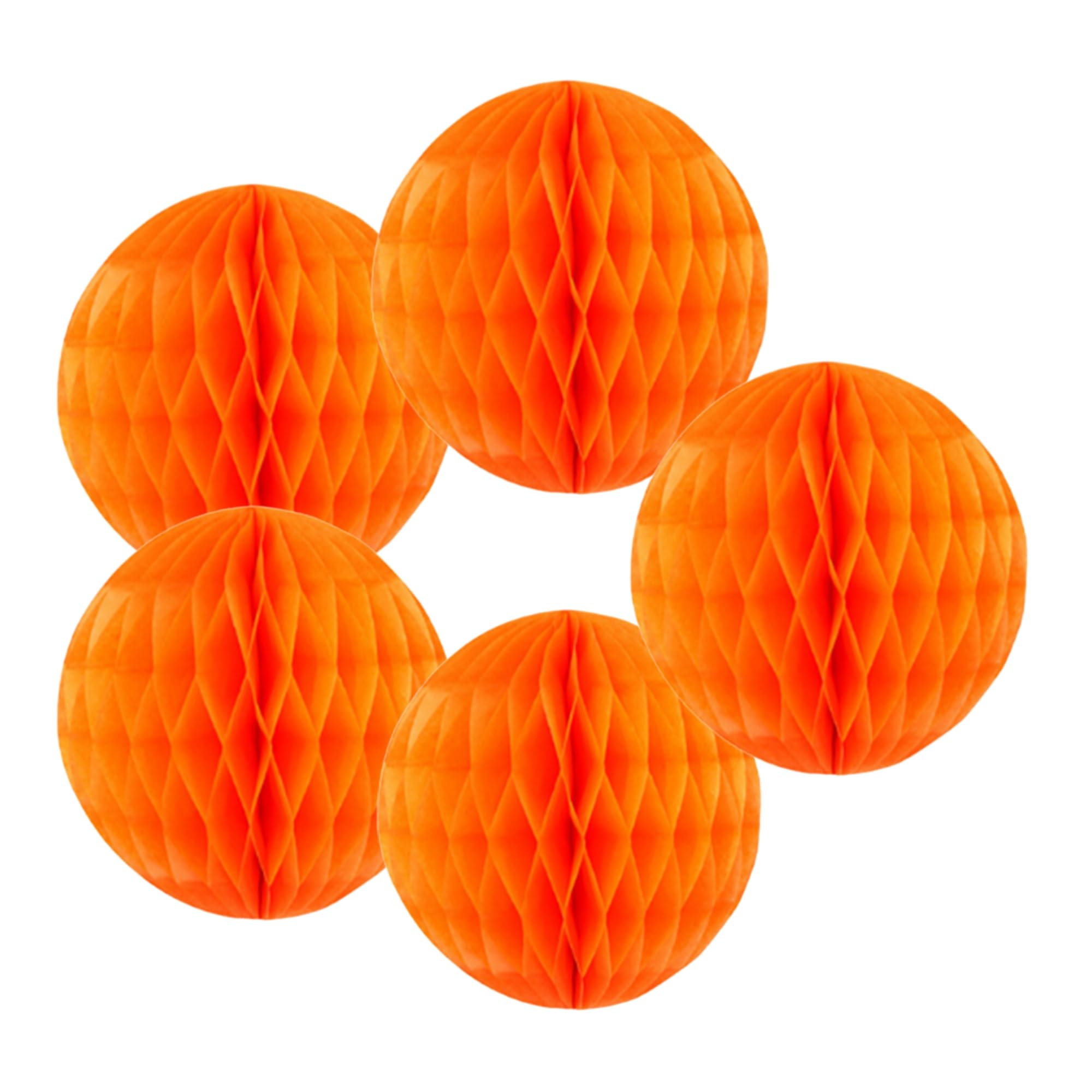 SrchJoy Honeycomb Paper Ball Party Decorations Pack of 5 Tissue Pom Poms Flower Ball Garland Birthday Baby Shower Wedding Party Decor (Orange, 5 Pcs - 8" (20cm))