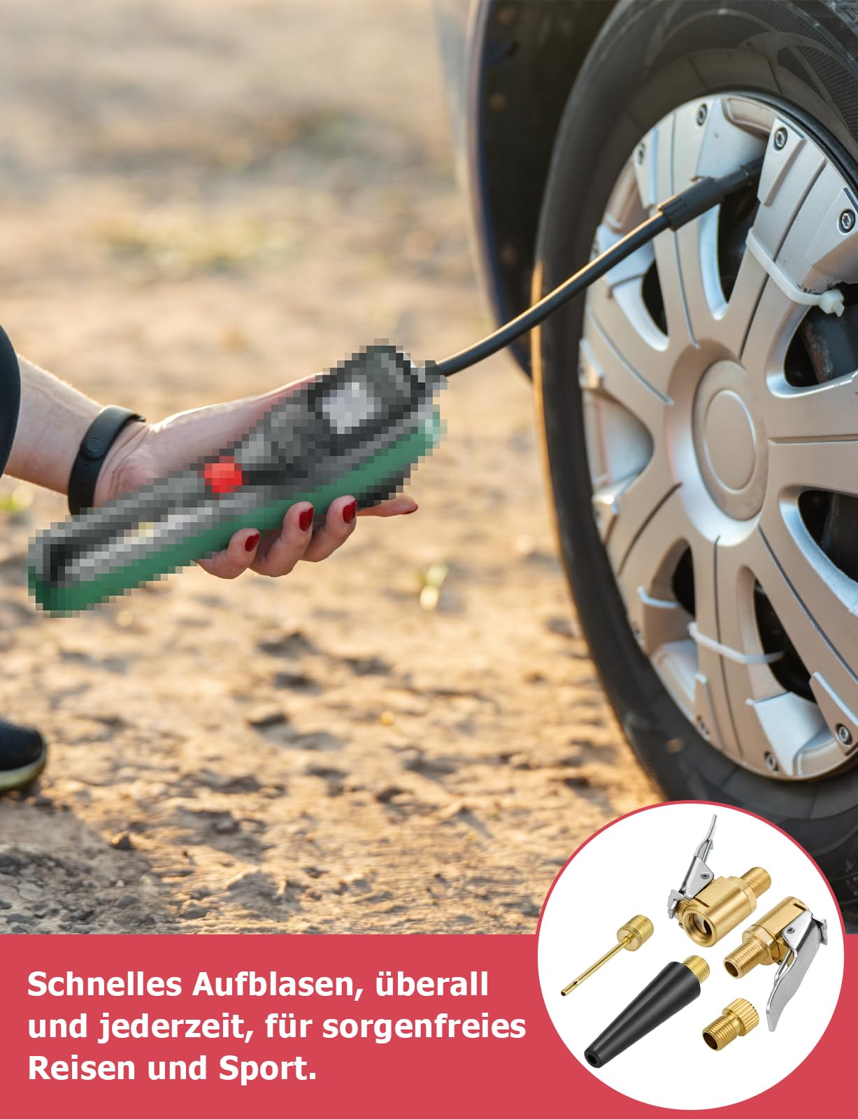 Mellbree Zestaw wielofunkcyjnych adapterów do zaworów – Kompatybilny z Bosch EasyPump, nadaje się do opon samochodowych, rowerowych i piłek