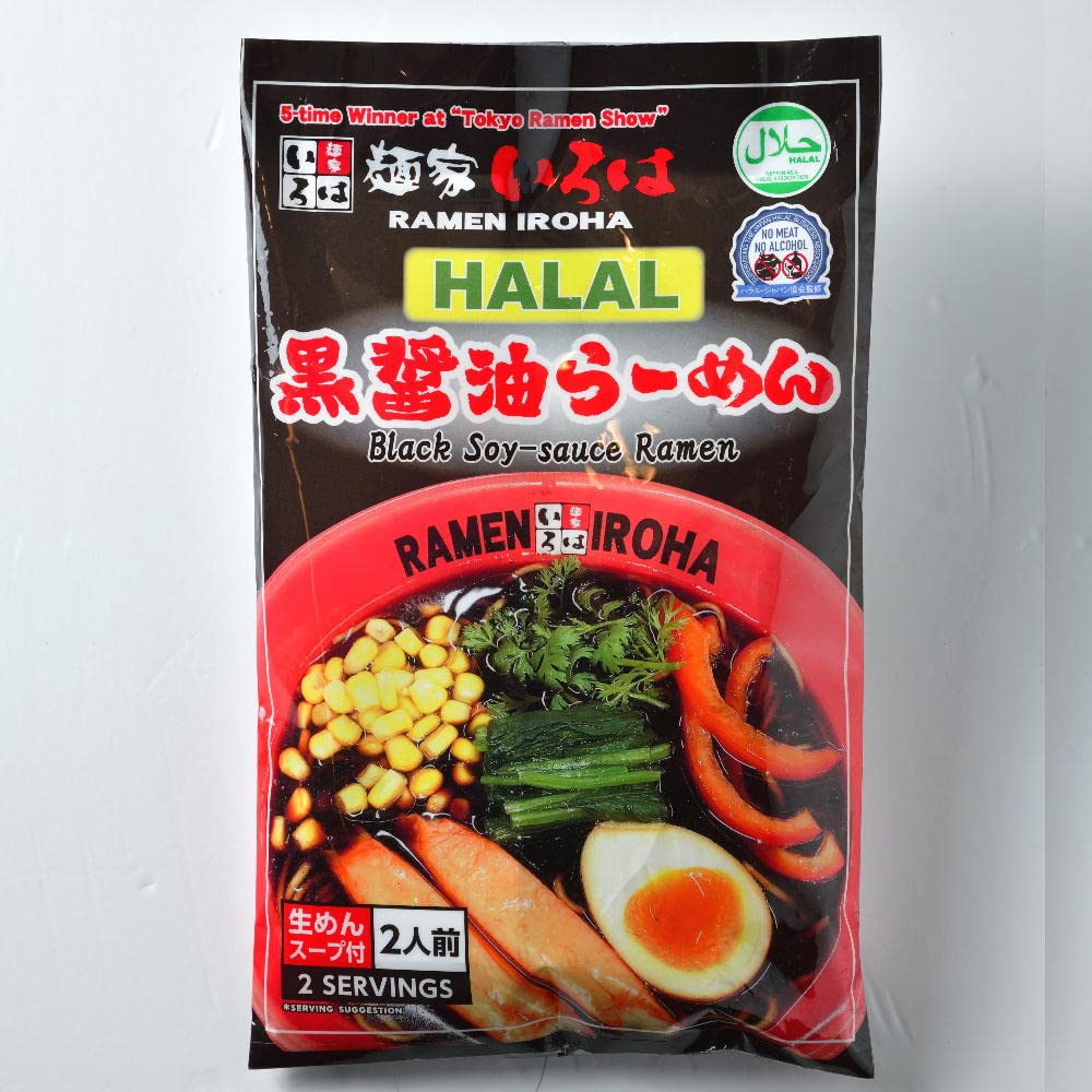 4 Servings, HALAL Black Soup Ramen, Menya Iroha from JAPAN / Tokyo Ramen Show 5 times win