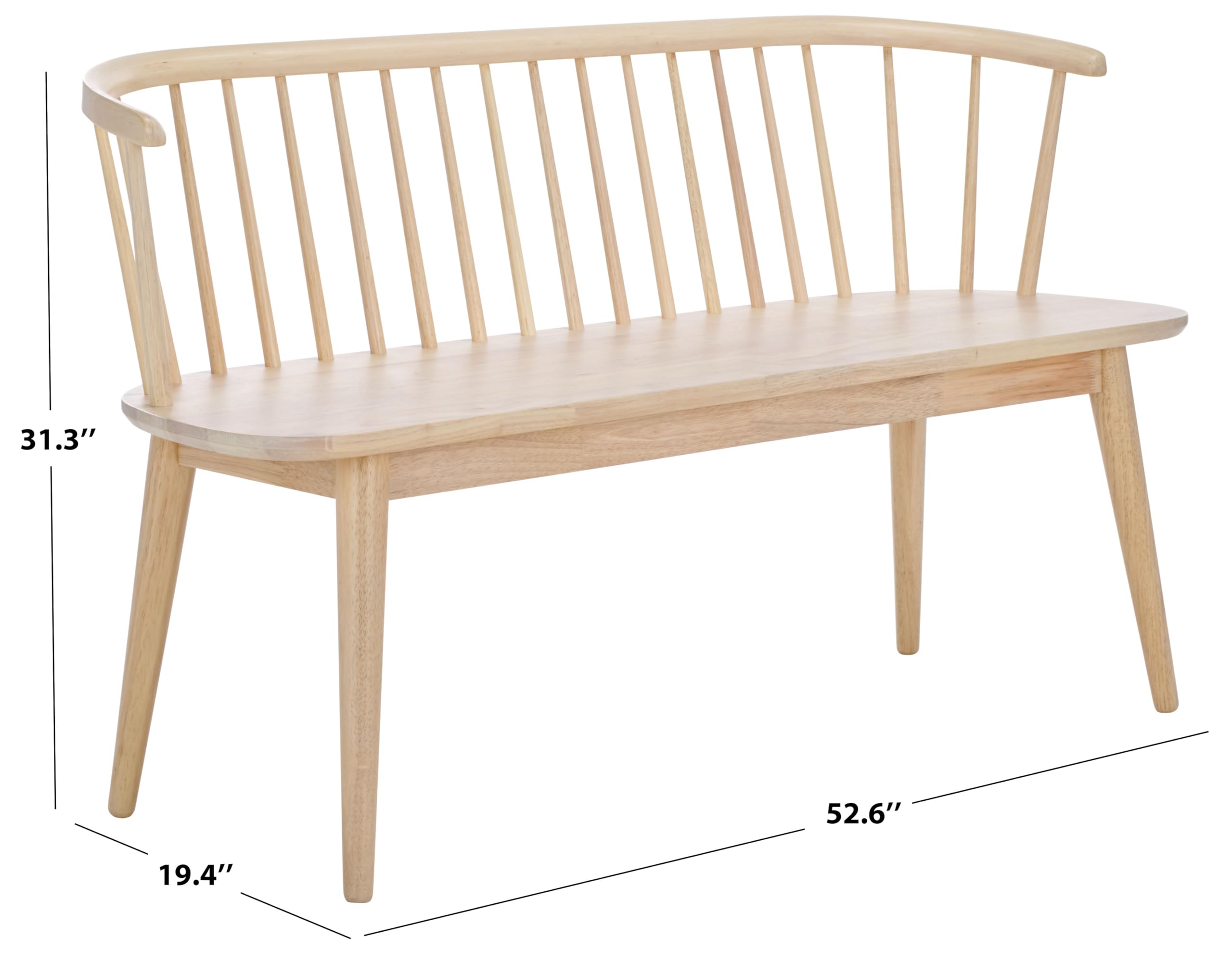SAFAVIEH Furniture - Blanchard Spindle Bench - White Washed - Solid Wood - Classic Windsor Design - Ideal for Entryway, Bedroom, Dining Room, 17.8" Seat Height (BCH8500J)