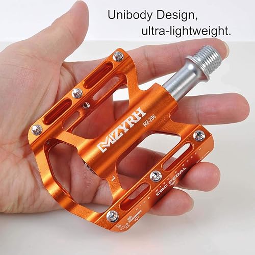 Miniatura 2 de ThinkTop Pedales de plataforma de bicicleta de montaña para MTB BMX, ultraligero 916 Pedal de bicicleta de aluminio plano, 3 rodamientos sellados