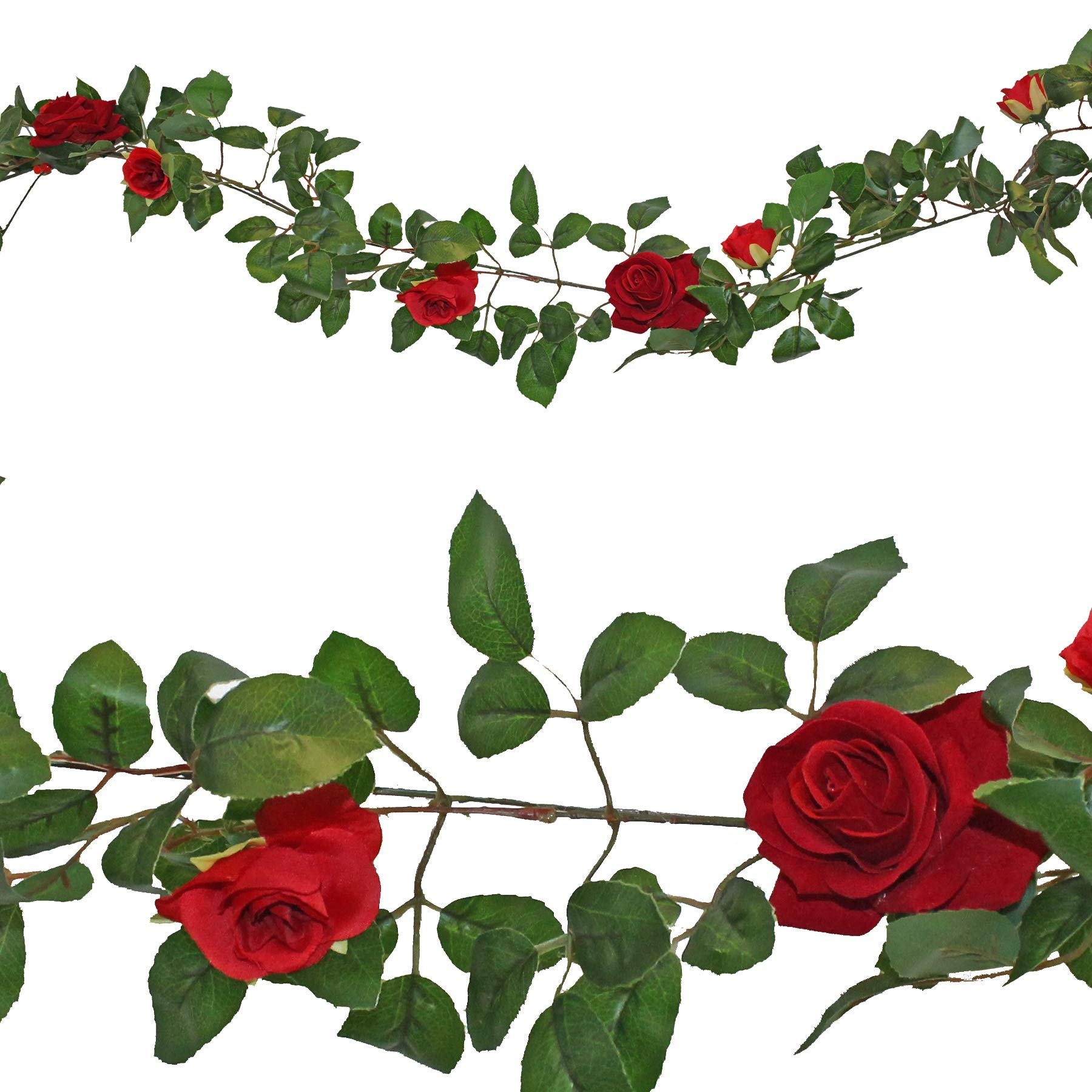 Artificial Flower Garland with Red Rose Flower 1.9 Metre - Wedding Valentine Decoration