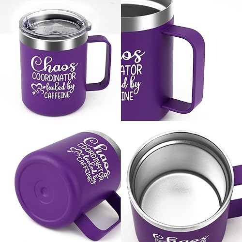 Miniatura 5 de Qtencas Jefe Manager Gifts - Taza de café de acero inoxidable con cafeína y coordinador del caos, regalo de cumpleaños, regalos de Navidad para