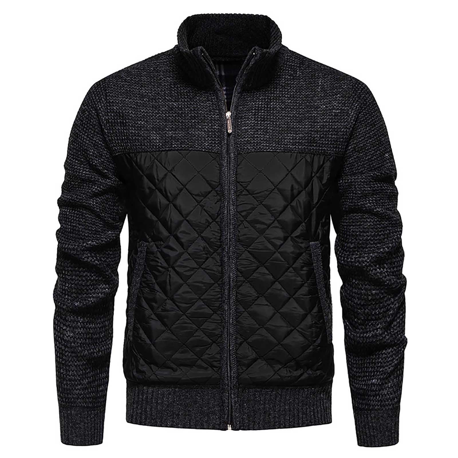 Genérico Jersey Hombres - Jersey Punto Hombre Suéter Tipo cárdigan de Punto Grueso para Hombre de otoño e Invierno Holgado con Cuello a Cuadros