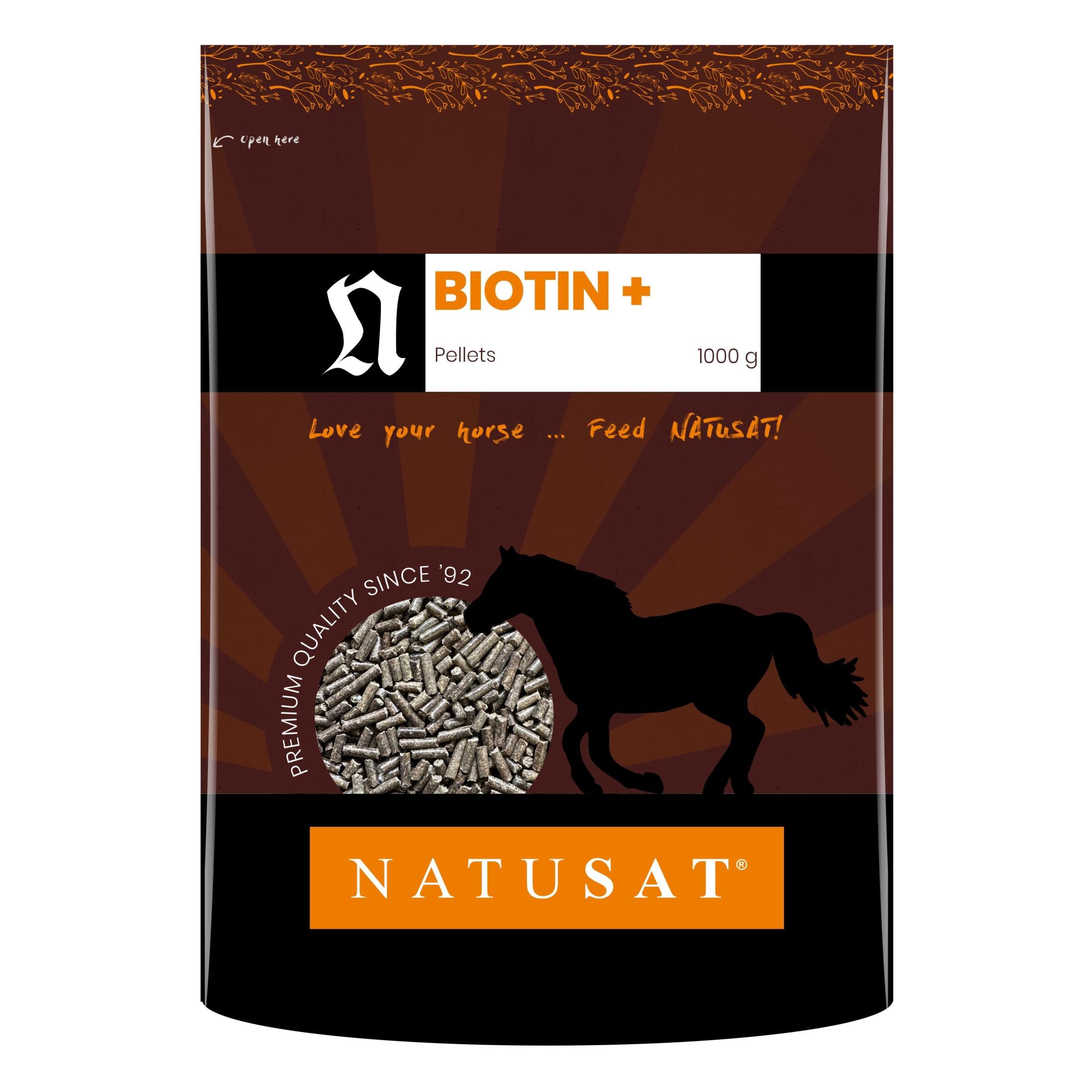 NATUSAT Biotin Pellets - Ergänzungsfutter für Pferde - Versorgung bei Mauke, Fellwechsel und Hufproblemen (3 kg)