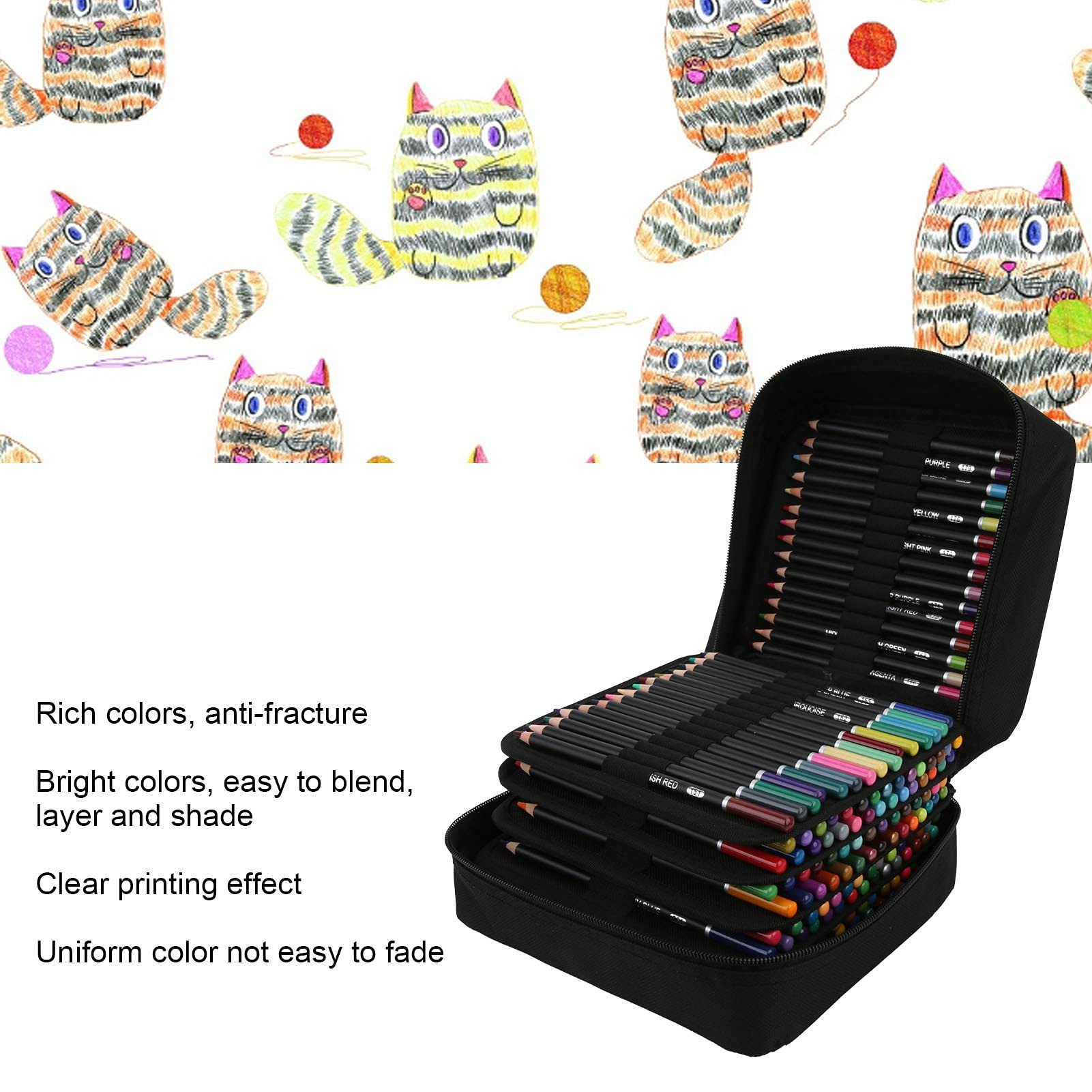 Alvinlite 180-teiliges Farbbleistift-Set, Kunst-Farbstifte, Zeichenstifte, Skizzenstift mit Aufbewahrungstasche für Kunst-Malerei-Zeichnung (kleine Tasche)