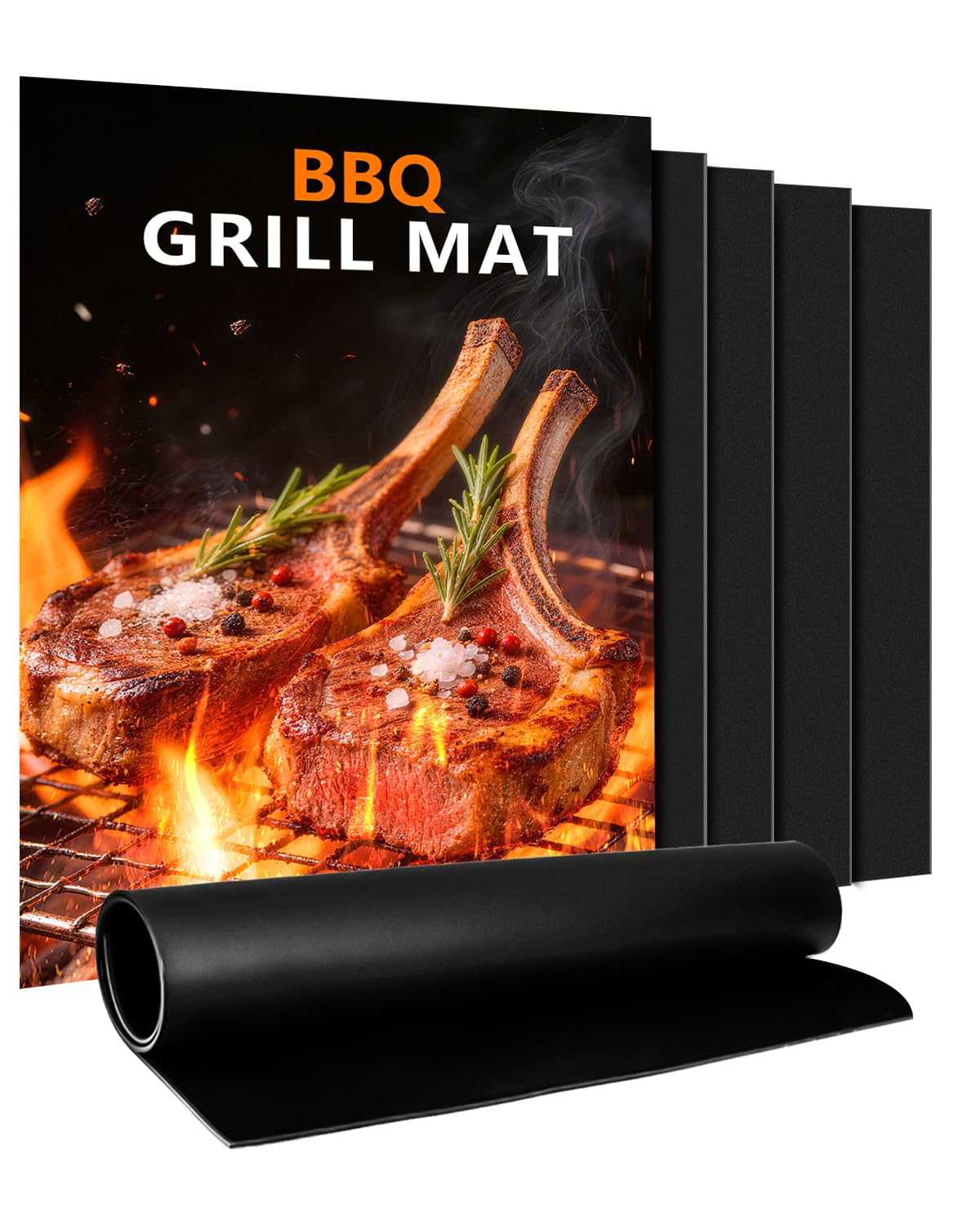 BBQ Grillmatte für Gasgrill, 5er Set Grillmatten Teflon Grillplatte,Antihaft Grill Matte Backmatte (50 * 40CM), Wiederverwendbar Grill Matten für Gasgrill, Verbesserter Backpapier PFOA-Fre