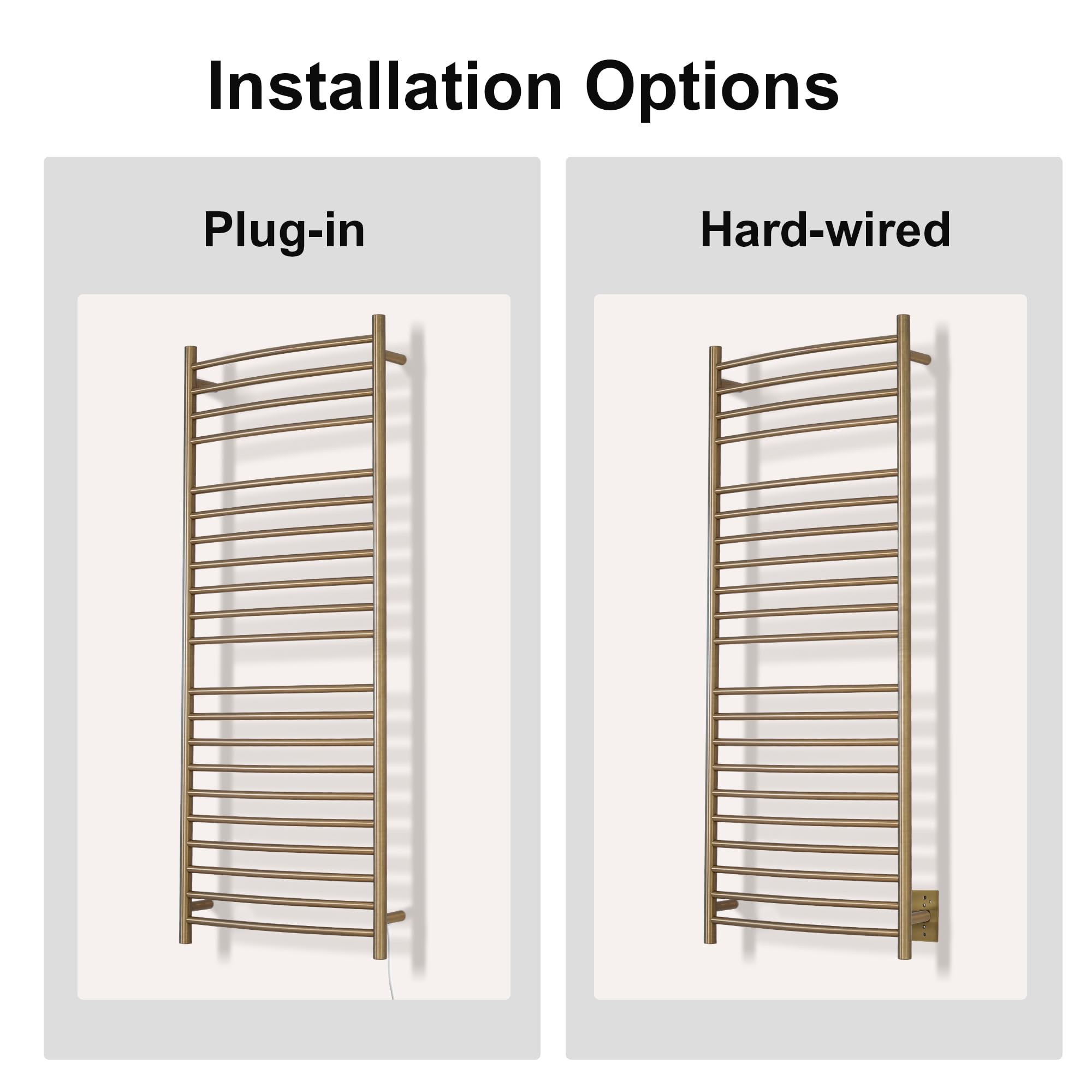 SHARNDY Electric Towel Warmer - Wall Mounted Bathroom Heated Towel Rack, Plug-in Design & Brushed Stainless Steel Finish Gold 21 Bar