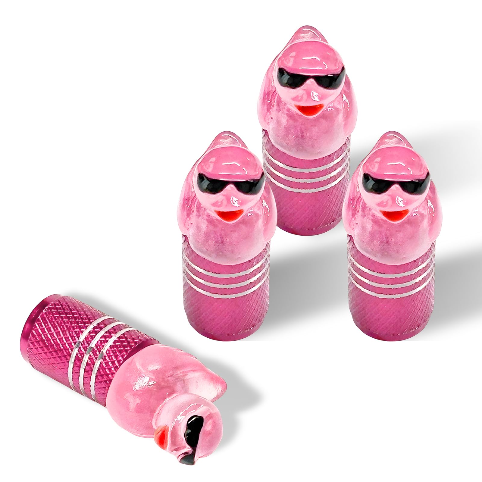 4 PCS Sunglasses Duck Tire Valve Stem Caps Funny Duck Wheel Valve Covers with Rubber Seal Dustproof Cute