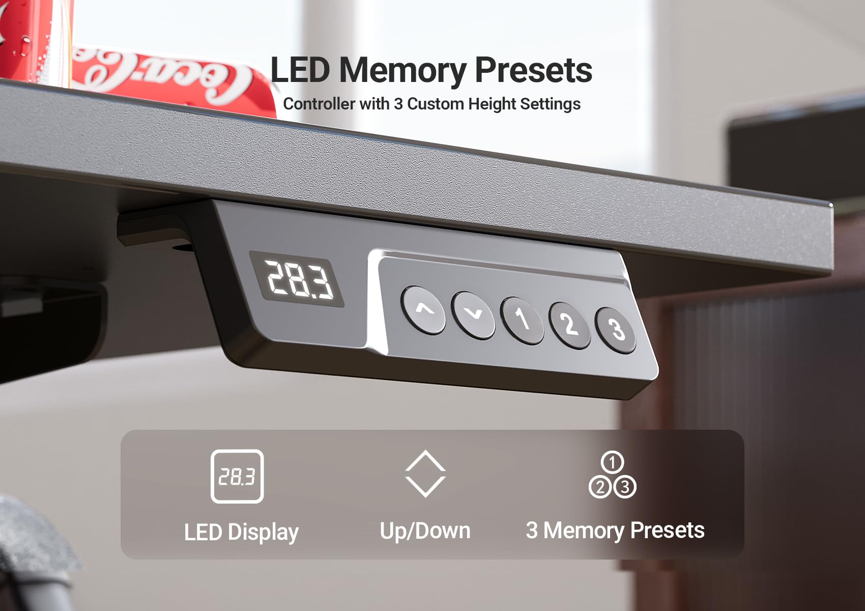 Seang Electric Standing Desk Adjustable Height 40 x 24 Inch Sit Stand Desk with T-Shaped Frame 3 Memory — view 6