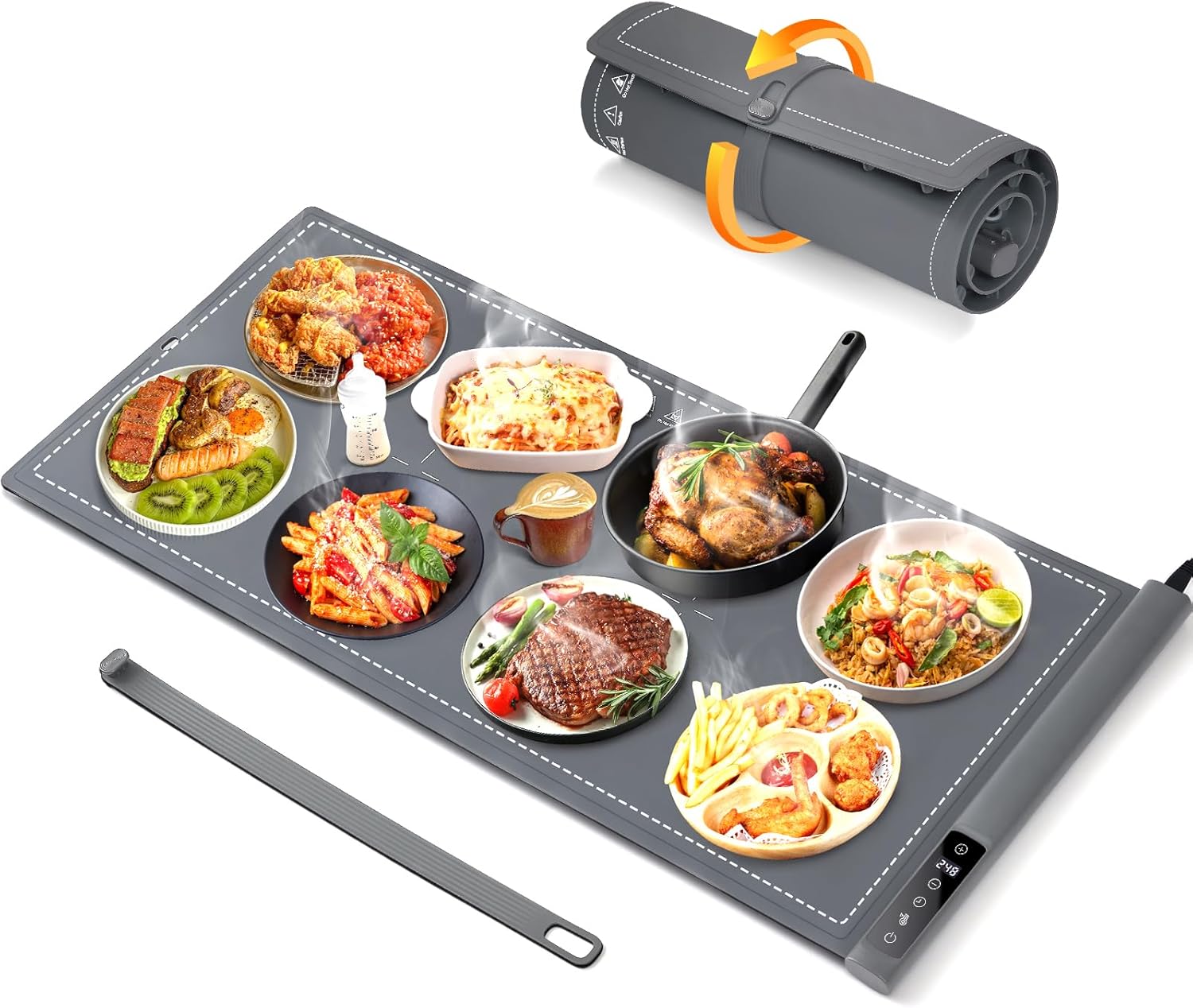Warming Mat for Food Extra Large- 36"x16" Electric Warming Trays for Buffets Party, Food Warmers for Thanksgiving, Christmas House Warming Gift, Portable Heating Mat with 9 Temp Settings & 6H Timer 2XL Large: 36“x16" Gray