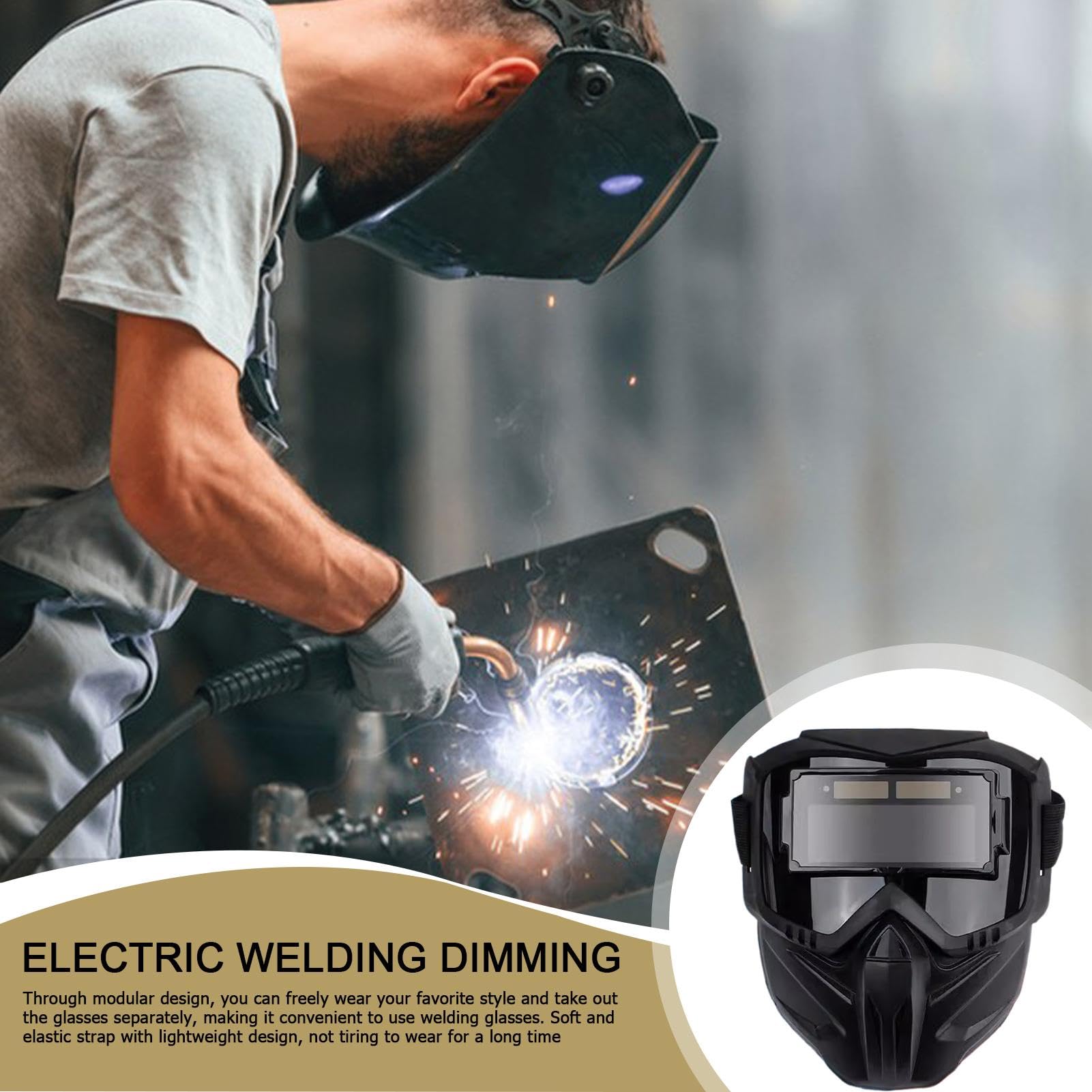 Casco di saldatura a oscurità automatica, casco da saldatura a vista grande | Maschera di saldatura elettrica antirifera radiazione anti-UV staccabile,Protezione da protezione per gli occhi che il cal