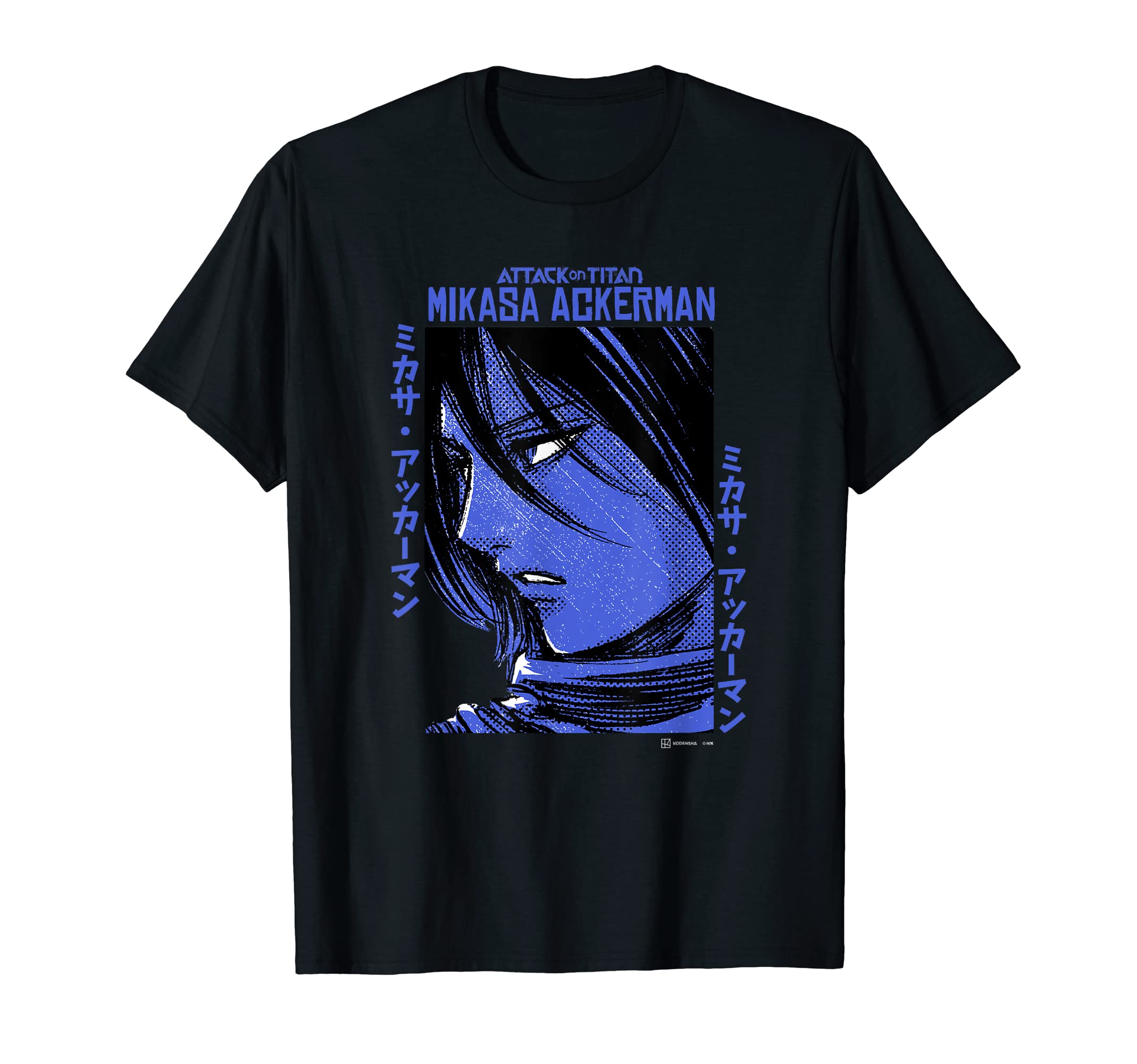 Attack on TitanMikasa Ackerman Japanese Manga Face Portrait T-ShirtOEKO-TEX STANDARD 100