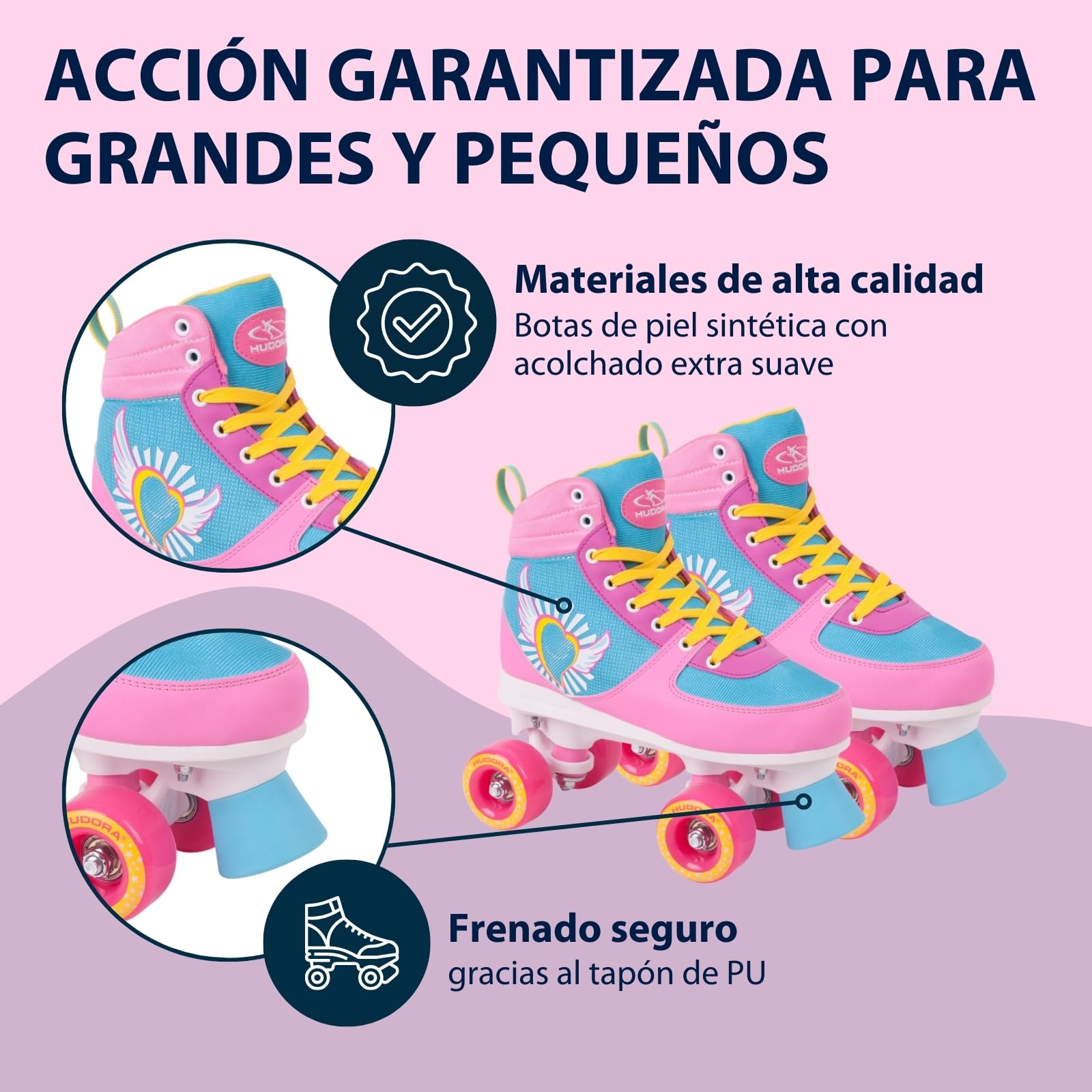 Hudora Wonders en Diferentes Tallas - cómodos Patines para niños con diseño Genial - Elegantes Patines para niños y Adolescentes - Patines Hechos de Cuero sintético