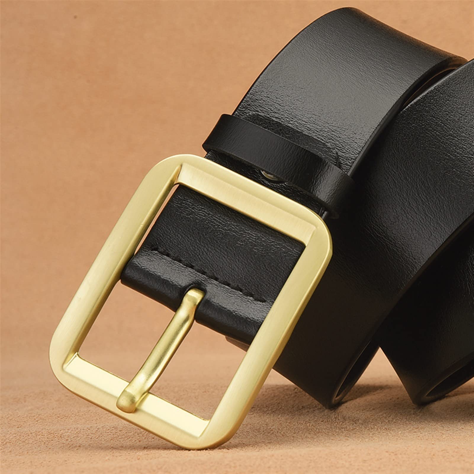 Cinturón ajustable de cuero genuino, Cinturón de Cuero for Hombre Cinturón con Hebilla de Cuero Cinturón Ancho de Cuero Retro de Dos Capas Cinturón de Moda Informal Correa de Cintura de Cuero Trajes d
