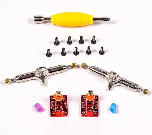 Miniatura 4 de Camiones de diapasón con bujes de uretano mejorados y copa de pivote, 1.339 in 1.260 in de ancho, pin principal normal (rojo, 1.339 in)