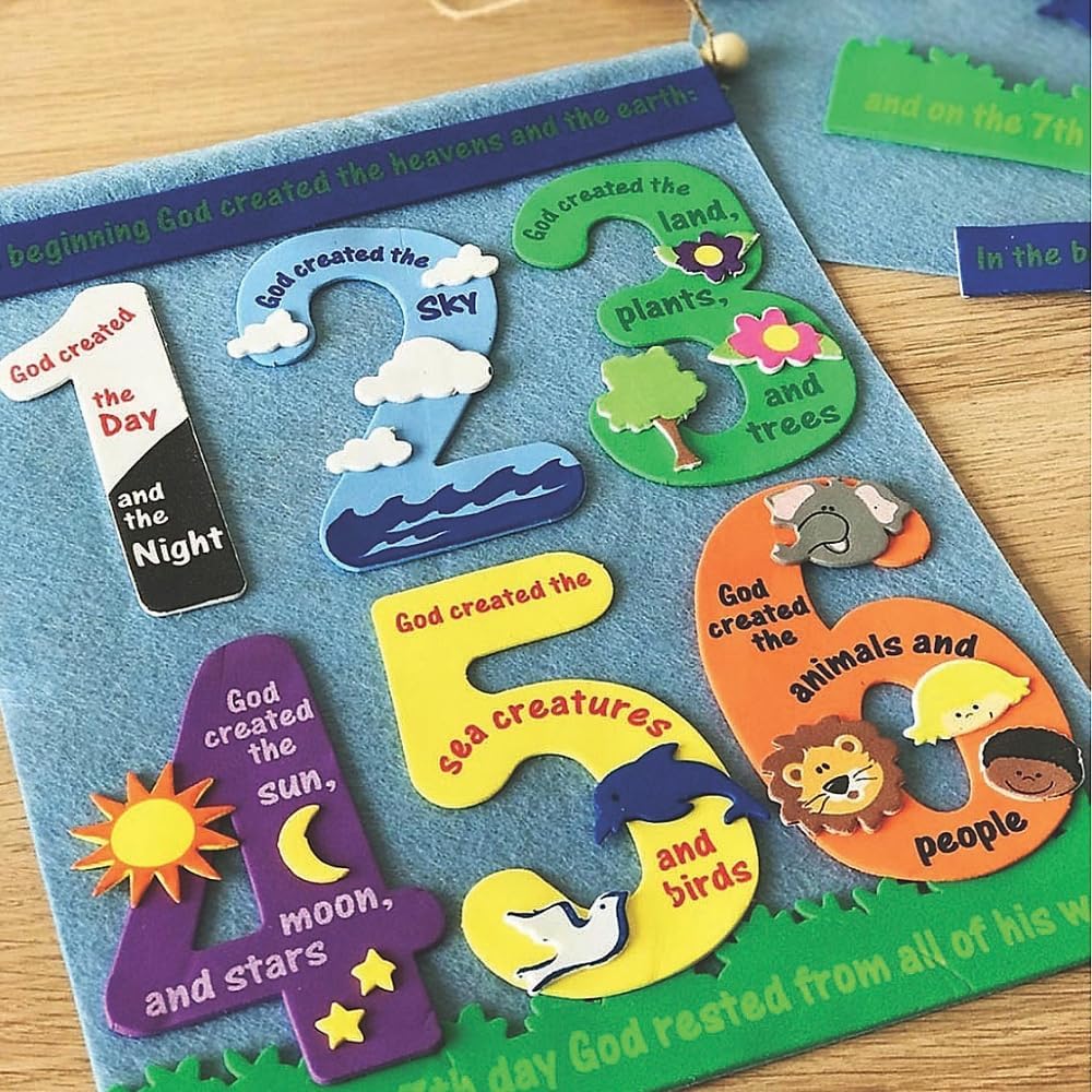 Fun Express Creation Banner Ck - Crafts for Kids and Fun Home Activities - Sunday School Wall Decor - Religious Crafts for Kids - Vbs Vacation Bible School Supplies Decor